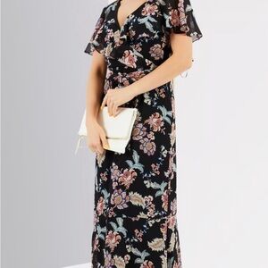 Ralph Lauren floral maxi dress, black combo size 12 NWT